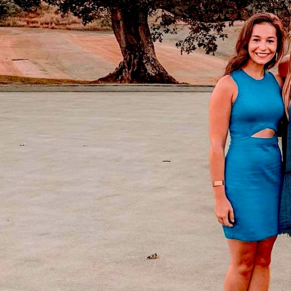 Express royal blue mid section cutout dress